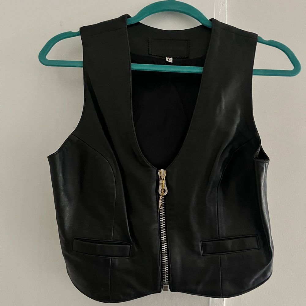John Michael Leather Vest with Zipper